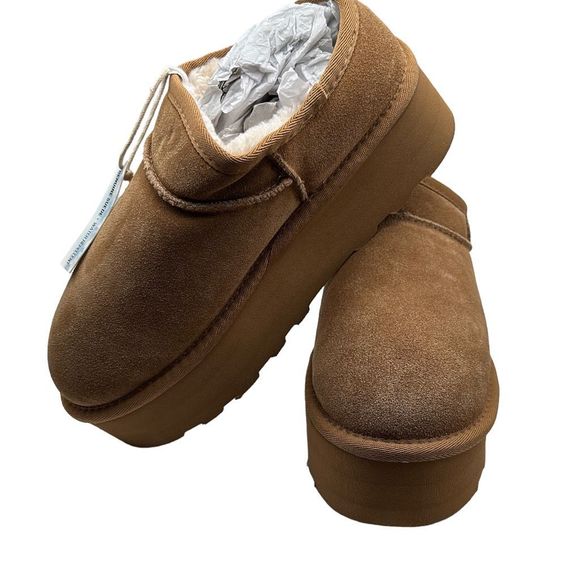 CUSHIONAIRE Women's Genuine Suede Cozy Mule Platform 8.5 CHESTNUT - Picture 7 of 7